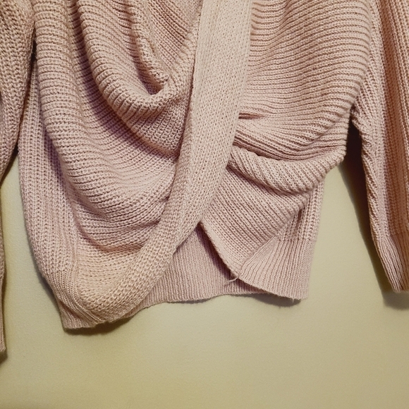 Shein Curve | Women's Baby Pink Wrap Cross Back Drop Shoulder Sweater (Size 0X) - Picture 9 of 12